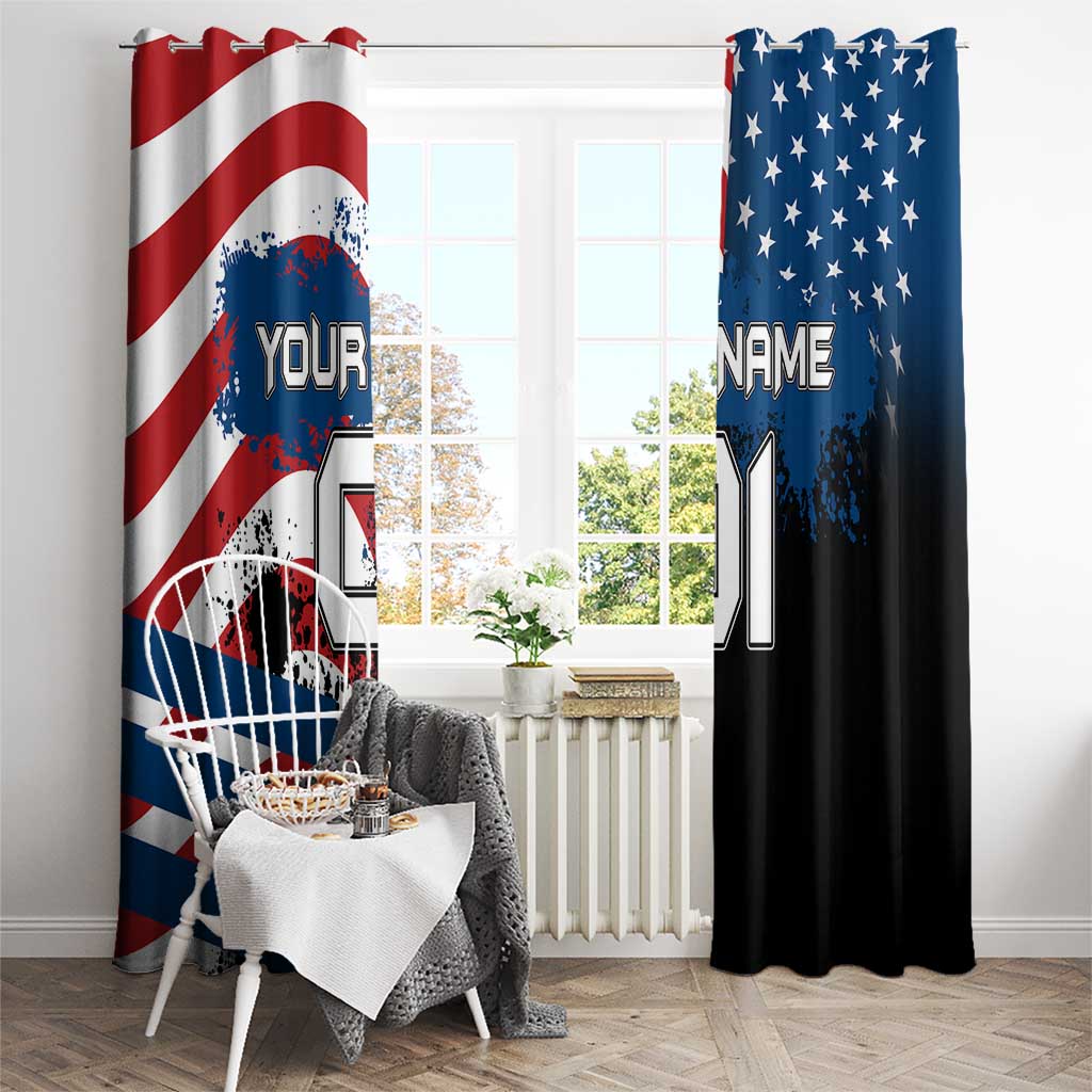 BMX Life Graphic Window Curtain with American Flag and Custom Rider Number Design - Wonder Print Shop