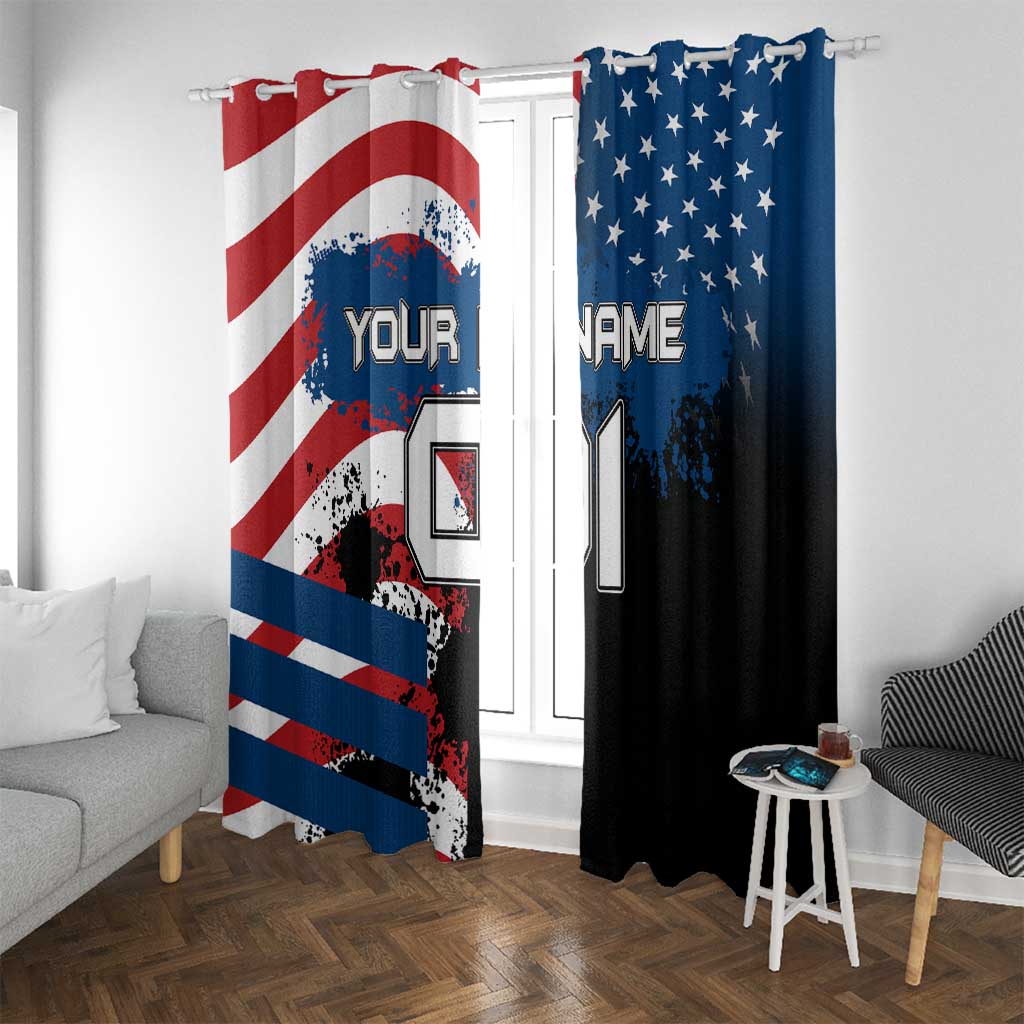 BMX Life Graphic Window Curtain with American Flag and Custom Rider Number Design - Wonder Print Shop