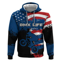 BMX Life Graphic Zip Hoodie with American Flag and Custom Rider Number Design - Wonder Print Shop
