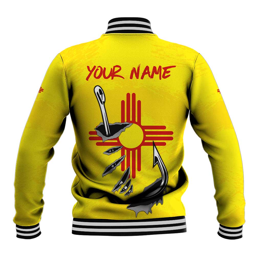New Mexico Zia Symbol Fish Hook Baseball Jacket Torn Fishing Graphic and Custom Name Design - Wonder Print Shop