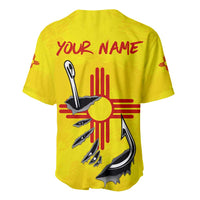 New Mexico Zia Symbol Fish Hook Baseball Jersey Torn Fishing Graphic and Custom Name Design - Wonder Print Shop
