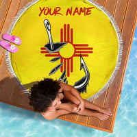 New Mexico Zia Symbol Fish Hook Beach Blanket Torn Fishing Graphic and Custom Name Design - Wonder Print Shop
