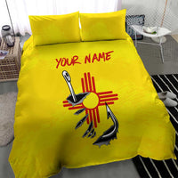 New Mexico Zia Symbol Fish Hook Bedding Set Torn Fishing Graphic and Custom Name Design - Wonder Print Shop