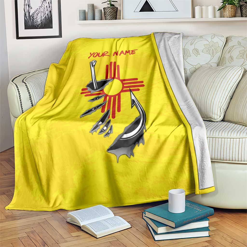 New Mexico Zia Symbol Fish Hook Blanket Torn Fishing Graphic and Custom Name Design - Wonder Print Shop