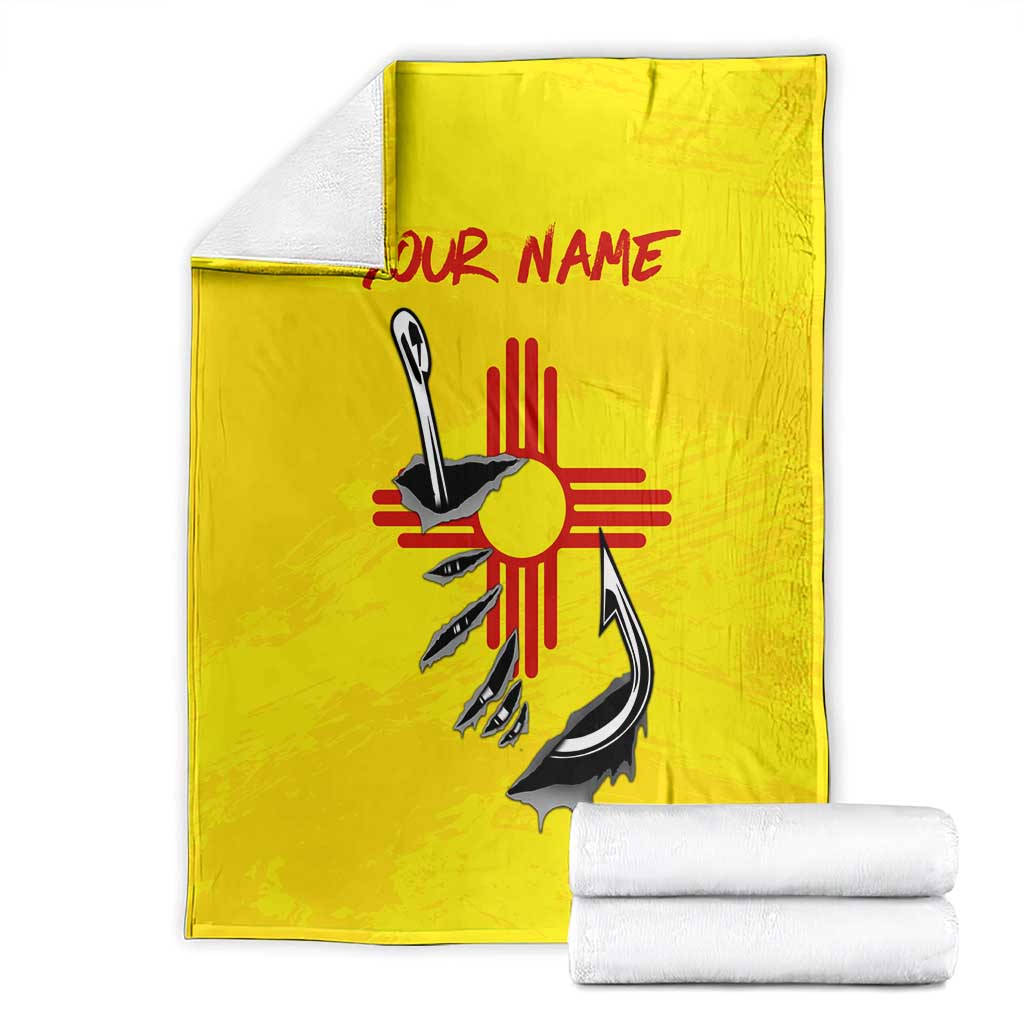 New Mexico Zia Symbol Fish Hook Blanket Torn Fishing Graphic and Custom Name Design - Wonder Print Shop