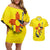 New Mexico Zia Symbol Fish Hook Couples Matching Off Shoulder Short Dress and Hawaiian Shirt Torn Fishing Graphic and Custom Name Design - Wonder Print Shop