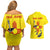 New Mexico Zia Symbol Fish Hook Couples Matching Off Shoulder Short Dress and Hawaiian Shirt Torn Fishing Graphic and Custom Name Design - Wonder Print Shop