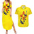 New Mexico Zia Symbol Fish Hook Couples Matching Summer Maxi Dress and Hawaiian Shirt Torn Fishing Graphic and Custom Name Design - Wonder Print Shop