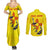 New Mexico Zia Symbol Fish Hook Couples Matching Summer Maxi Dress and Long Sleeve Button Shirt Torn Fishing Graphic and Custom Name Design - Wonder Print Shop