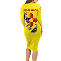New Mexico Zia Symbol Fish Hook Family Matching Long Sleeve Bodycon Dress and Hawaiian Shirt Torn Fishing Graphic and Custom Name Design - Wonder Print Shop