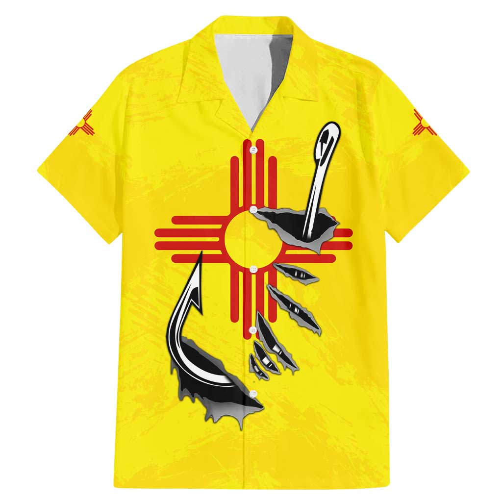 New Mexico Zia Symbol Fish Hook Family Matching Mermaid Dress and Hawaiian Shirt Torn Fishing Graphic and Custom Name Design - Wonder Print Shop