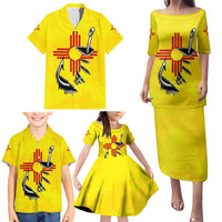 New Mexico Zia Symbol Fish Hook Family Matching Puletasi and Hawaiian Shirt Torn Fishing Graphic and Custom Name Design - Wonder Print Shop