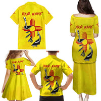 New Mexico Zia Symbol Fish Hook Family Matching Puletasi and Hawaiian Shirt Torn Fishing Graphic and Custom Name Design - Wonder Print Shop