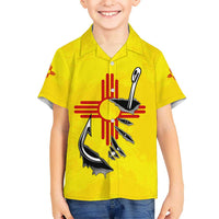 New Mexico Zia Symbol Fish Hook Hawaiian Shirt Torn Fishing Graphic and Custom Name Design - Wonder Print Shop