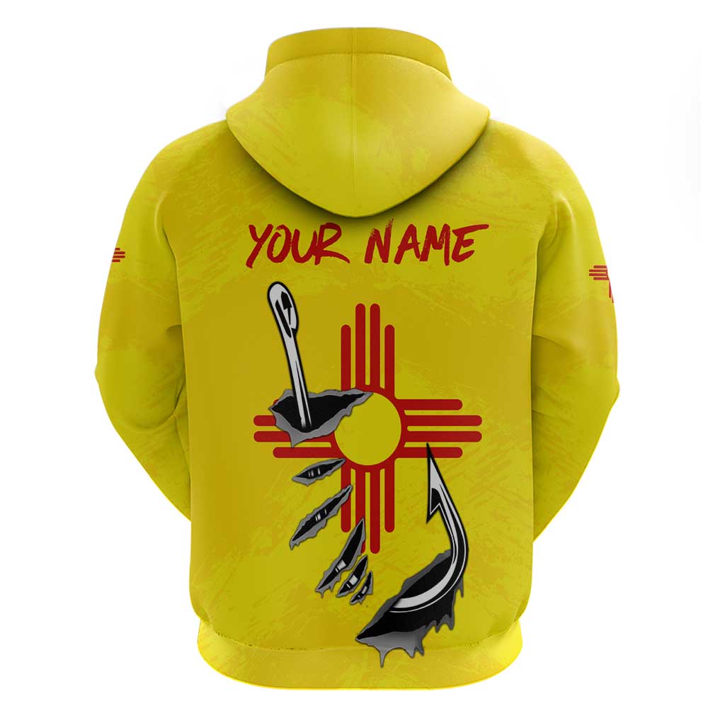 New Mexico Zia Symbol Fish Hook Hoodie Torn Fishing Graphic and Custom Name Design - Wonder Print Shop