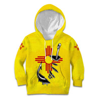 New Mexico Zia Symbol Fish Hook Kid Hoodie Torn Fishing Graphic and Custom Name Design - Wonder Print Shop