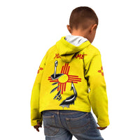 New Mexico Zia Symbol Fish Hook Kid Hoodie Torn Fishing Graphic and Custom Name Design - Wonder Print Shop