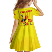 New Mexico Zia Symbol Fish Hook Kid Short Sleeve Dress Torn Fishing Graphic and Custom Name Design - Wonder Print Shop