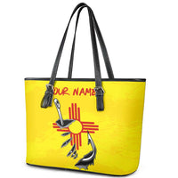New Mexico Zia Symbol Fish Hook Leather Tote Bag Torn Fishing Graphic and Custom Name Design - Wonder Print Shop