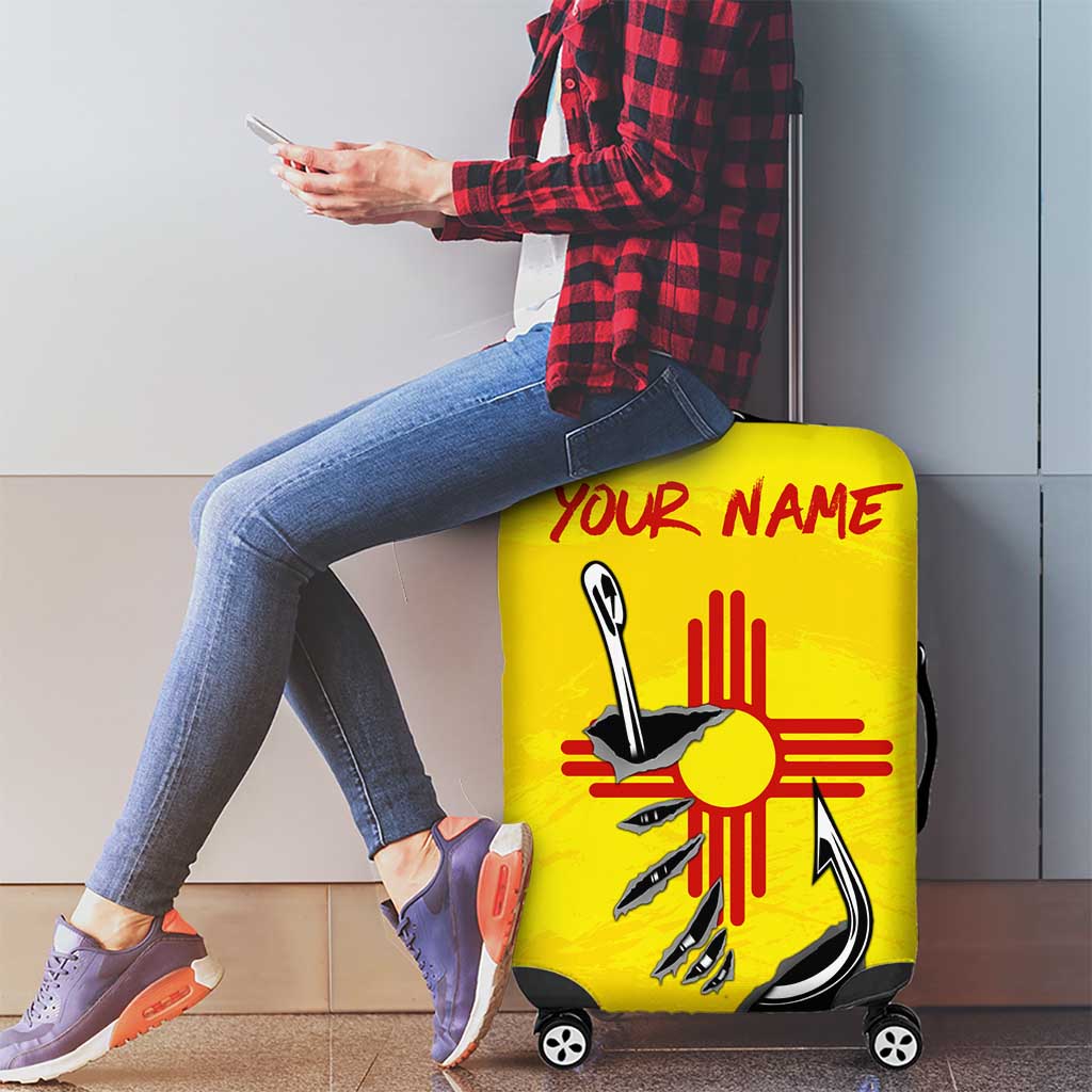 New Mexico Zia Symbol Fish Hook Luggage Cover Torn Fishing Graphic and Custom Name Design - Wonder Print Shop