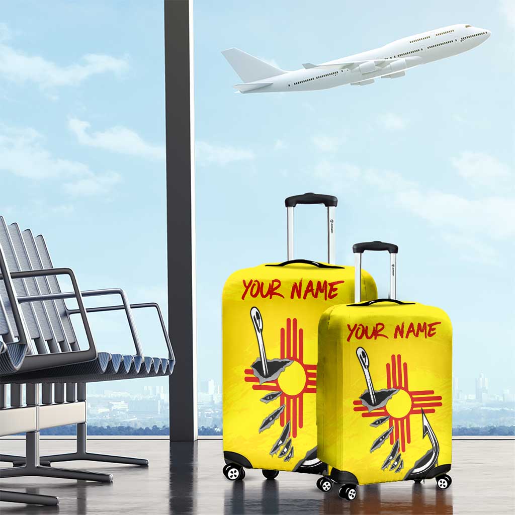 New Mexico Zia Symbol Fish Hook Luggage Cover Torn Fishing Graphic and Custom Name Design - Wonder Print Shop