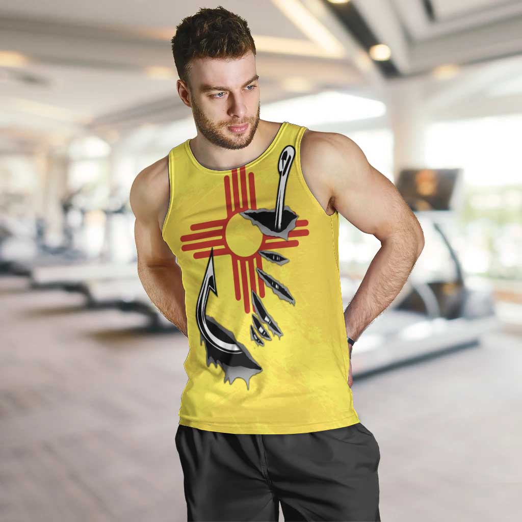 New Mexico Zia Symbol Fish Hook Men Tank Top Torn Fishing Graphic and Custom Name Design - Wonder Print Shop