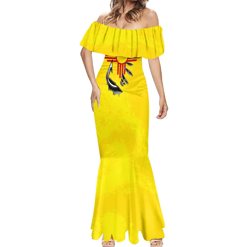 New Mexico Zia Symbol Fish Hook Mermaid Dress Torn Fishing Graphic and Custom Name Design - Wonder Print Shop