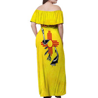 New Mexico Zia Symbol Fish Hook Off Shoulder Maxi Dress Torn Fishing Graphic and Custom Name Design - Wonder Print Shop