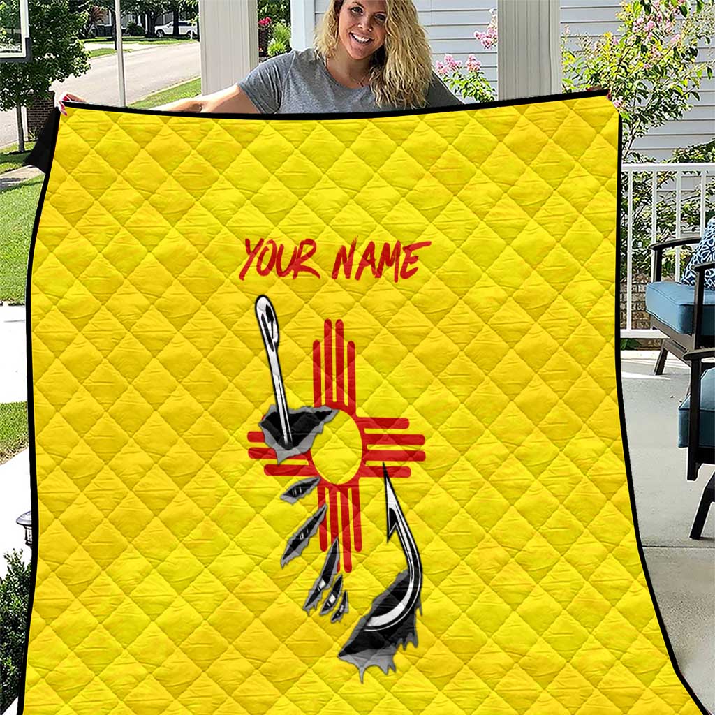 New Mexico Zia Symbol Fish Hook Quilt Torn Fishing Graphic and Custom Name Design - Wonder Print Shop