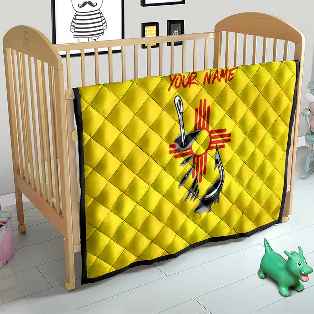 New Mexico Zia Symbol Fish Hook Quilt Torn Fishing Graphic and Custom Name Design - Wonder Print Shop
