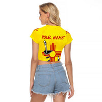 New Mexico Zia Symbol Fish Hook Raglan Cropped T Shirt Torn Fishing Graphic and Custom Name Design - Wonder Print Shop