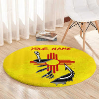 New Mexico Zia Symbol Fish Hook Round Carpet Torn Fishing Graphic and Custom Name Design - Wonder Print Shop