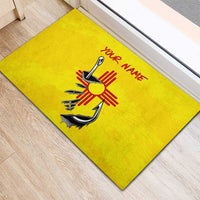 New Mexico Zia Symbol Fish Hook Rubber Doormat Torn Fishing Graphic and Custom Name Design - Wonder Print Shop