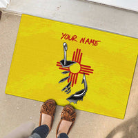 New Mexico Zia Symbol Fish Hook Rubber Doormat Torn Fishing Graphic and Custom Name Design - Wonder Print Shop