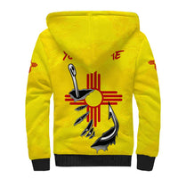 New Mexico Zia Symbol Fish Hook Sherpa Hoodie Torn Fishing Graphic and Custom Name Design - Wonder Print Shop