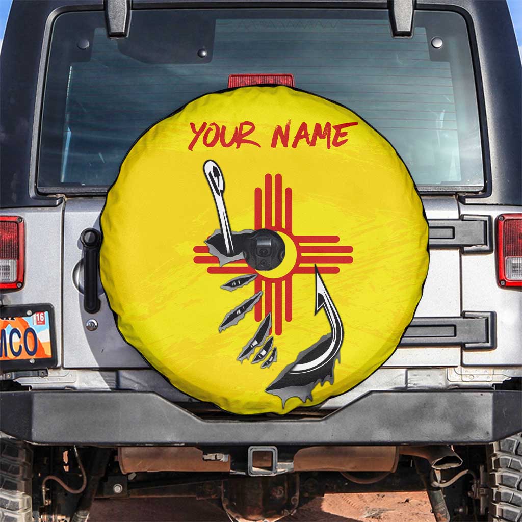 New Mexico Zia Symbol Fish Hook Spare Tire Cover Torn Fishing Graphic and Custom Name Design - Wonder Print Shop