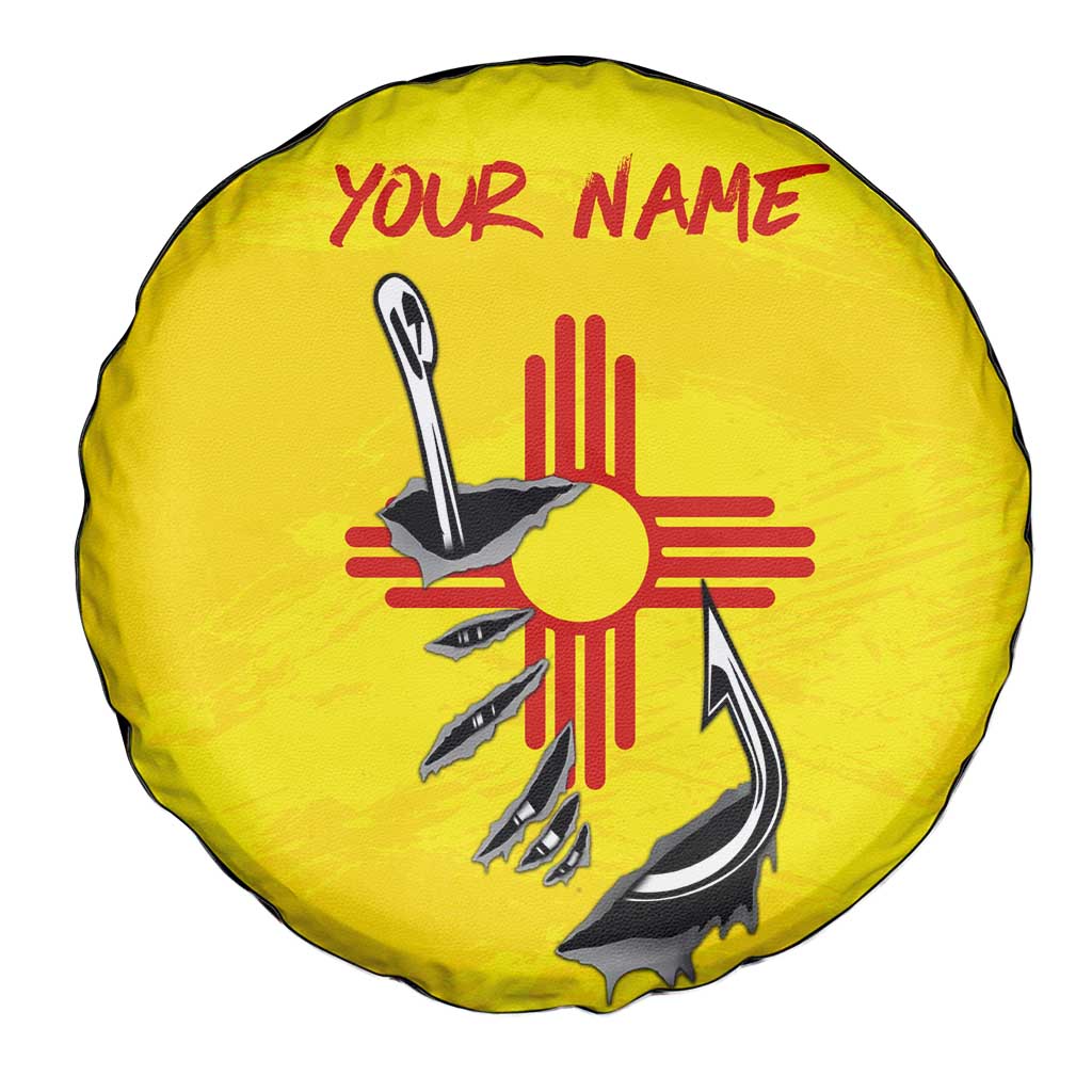 New Mexico Zia Symbol Fish Hook Spare Tire Cover Torn Fishing Graphic and Custom Name Design - Wonder Print Shop