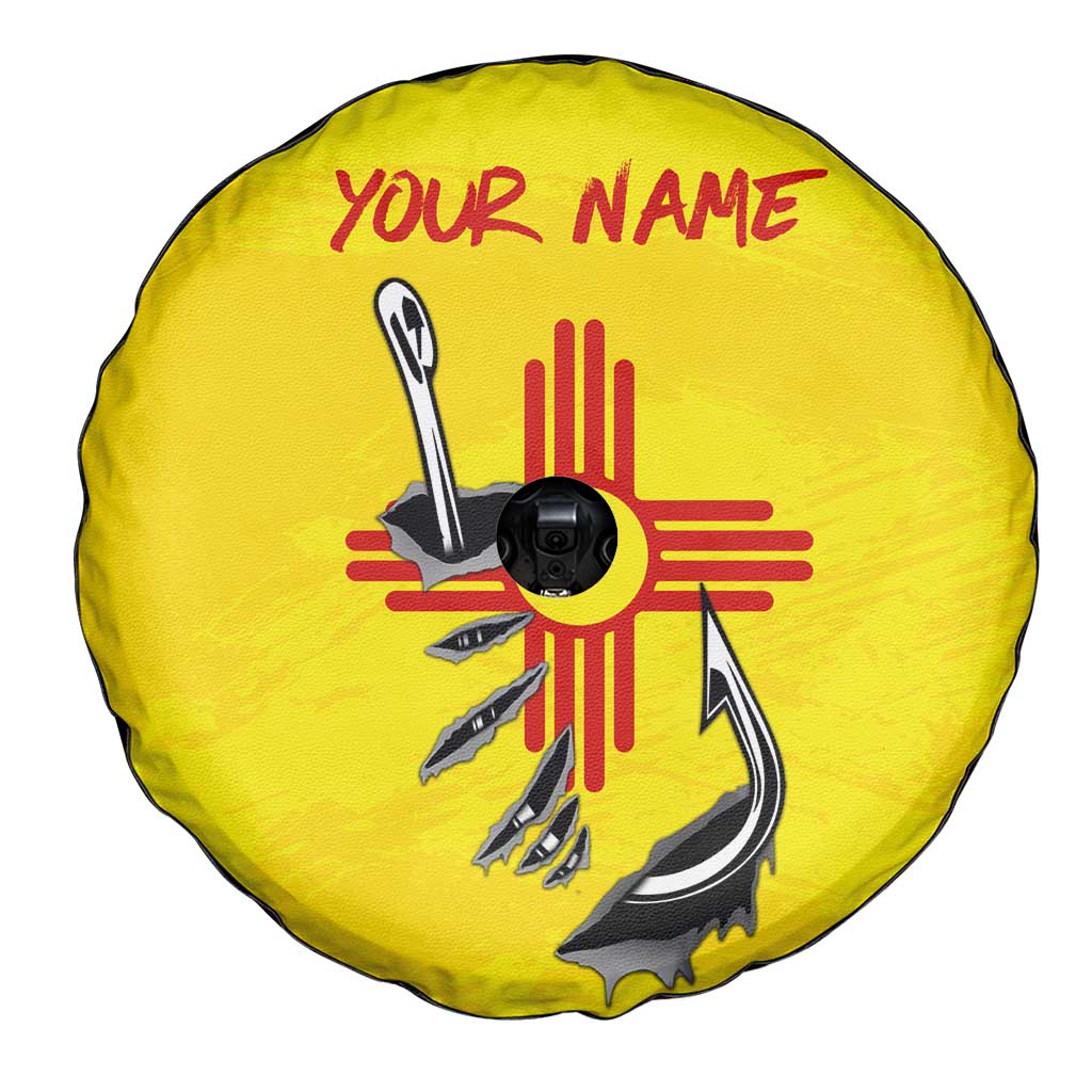 New Mexico Zia Symbol Fish Hook Spare Tire Cover Torn Fishing Graphic and Custom Name Design - Wonder Print Shop
