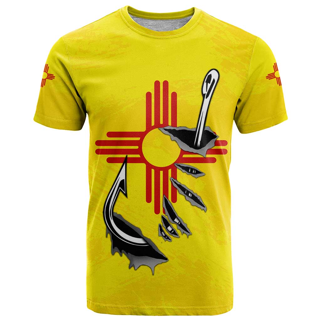 New Mexico Zia Symbol Fish Hook T Shirt Torn Fishing Graphic and Custom Name Design - Wonder Print Shop