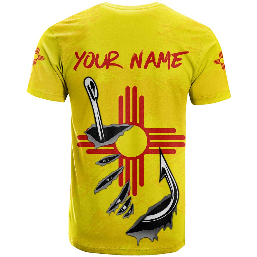 New Mexico Zia Symbol Fish Hook T Shirt Torn Fishing Graphic and Custom Name Design - Wonder Print Shop