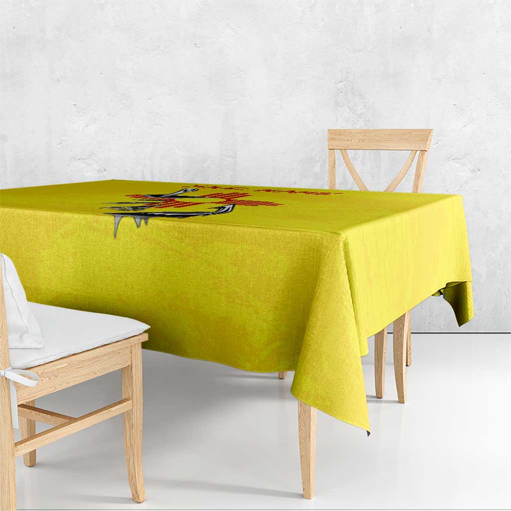 New Mexico Zia Symbol Fish Hook Tablecloth Torn Fishing Graphic and Custom Name Design - Wonder Print Shop
