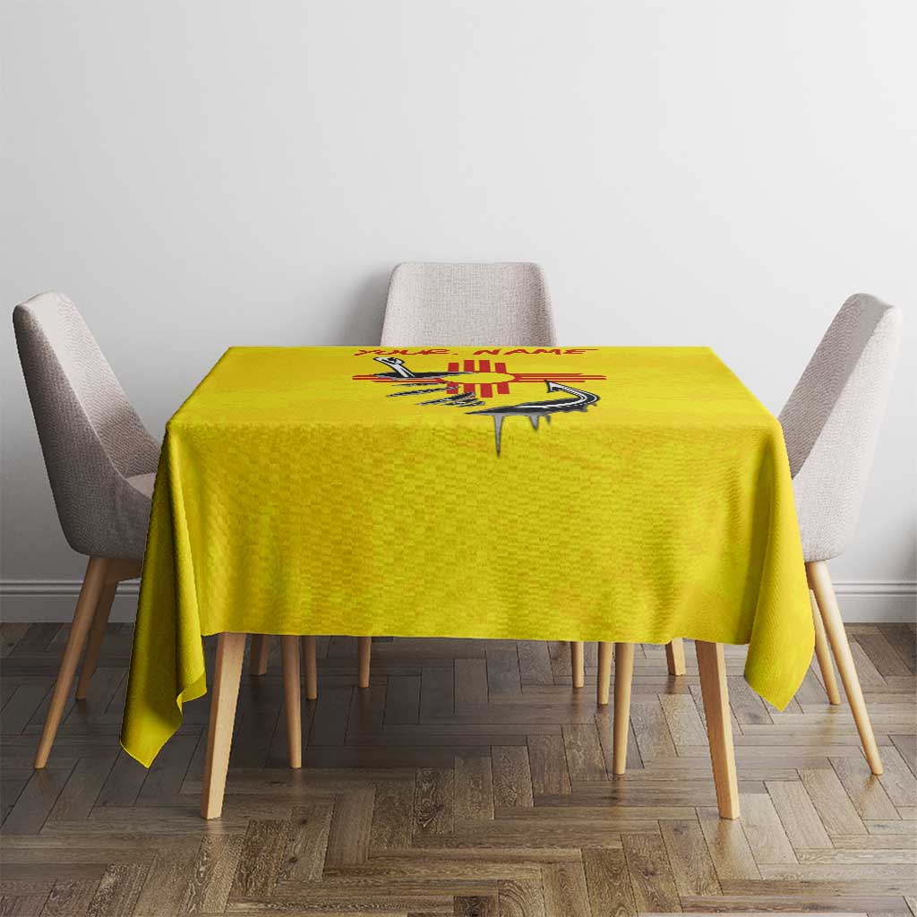 New Mexico Zia Symbol Fish Hook Tablecloth Torn Fishing Graphic and Custom Name Design - Wonder Print Shop