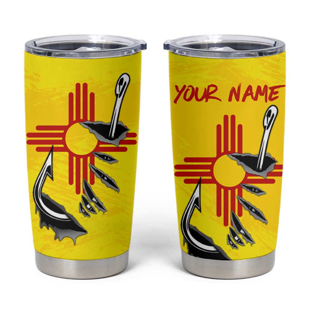 New Mexico Zia Symbol Fish Hook Tumbler Cup Torn Fishing Graphic and Custom Name Design - Wonder Print Shop