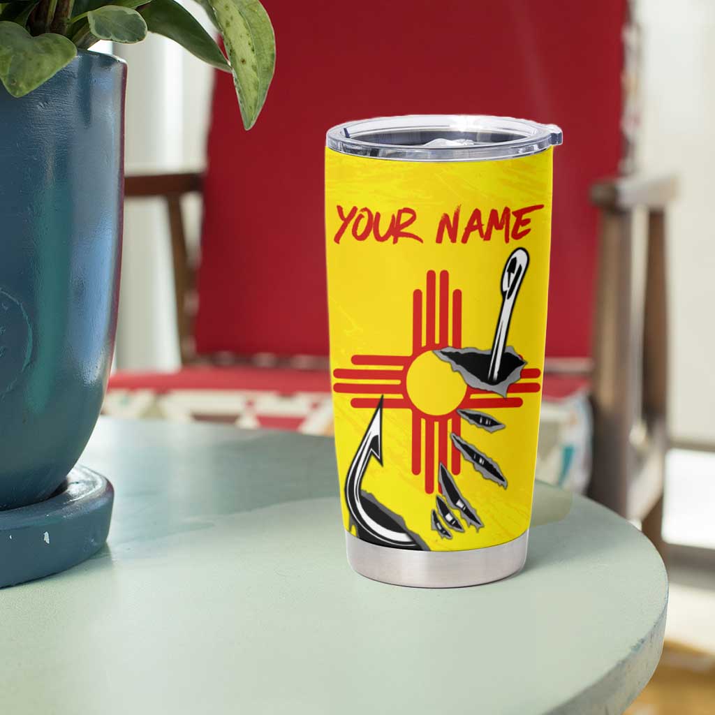 New Mexico Zia Symbol Fish Hook Tumbler Cup Torn Fishing Graphic and Custom Name Design - Wonder Print Shop