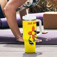 New Mexico Zia Symbol Fish Hook Tumbler With Handle Torn Fishing Graphic and Custom Name Design - Wonder Print Shop