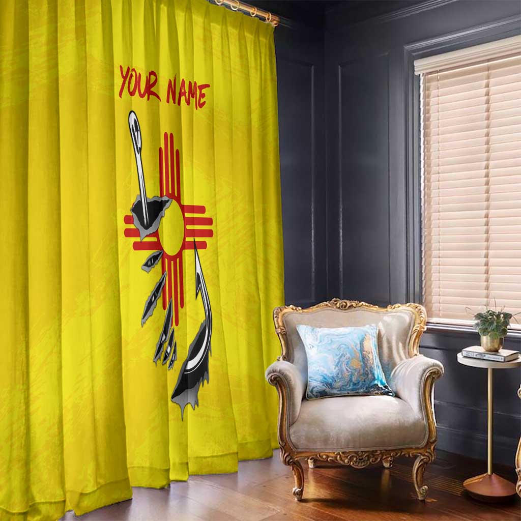 New Mexico Zia Symbol Fish Hook Window Curtain Torn Fishing Graphic and Custom Name Design - Wonder Print Shop
