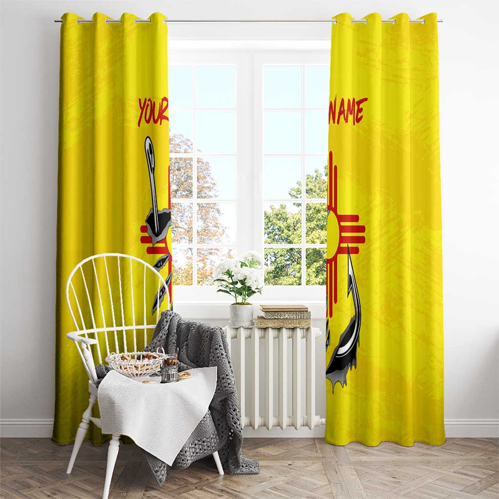 New Mexico Zia Symbol Fish Hook Window Curtain Torn Fishing Graphic and Custom Name Design - Wonder Print Shop