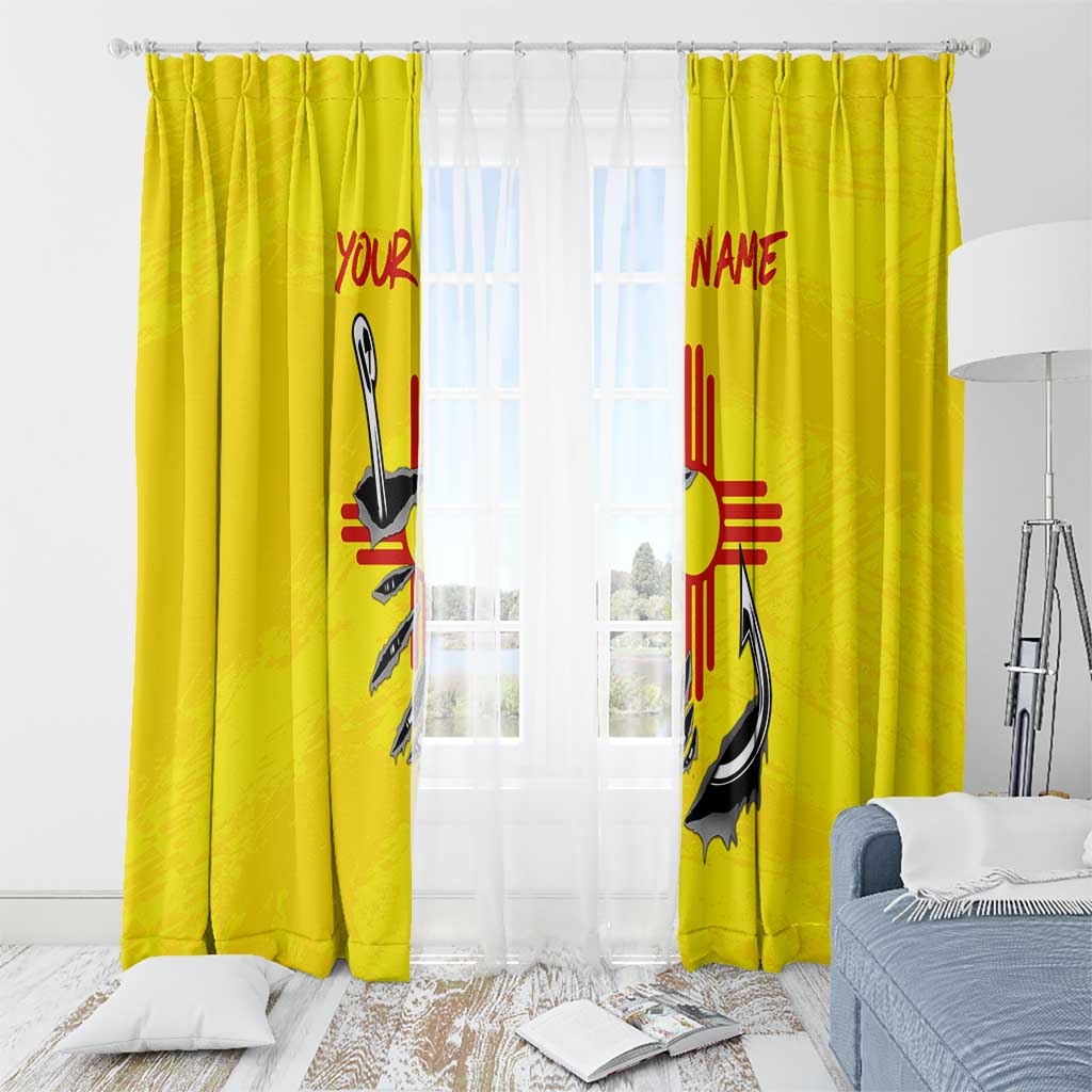 New Mexico Zia Symbol Fish Hook Window Curtain Torn Fishing Graphic and Custom Name Design - Wonder Print Shop