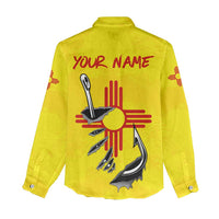 New Mexico Zia Symbol Fish Hook Women Casual Shirt Torn Fishing Graphic and Custom Name Design - Wonder Print Shop
