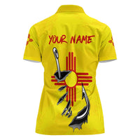 New Mexico Zia Symbol Fish Hook Women Polo Shirt Torn Fishing Graphic and Custom Name Design - Wonder Print Shop